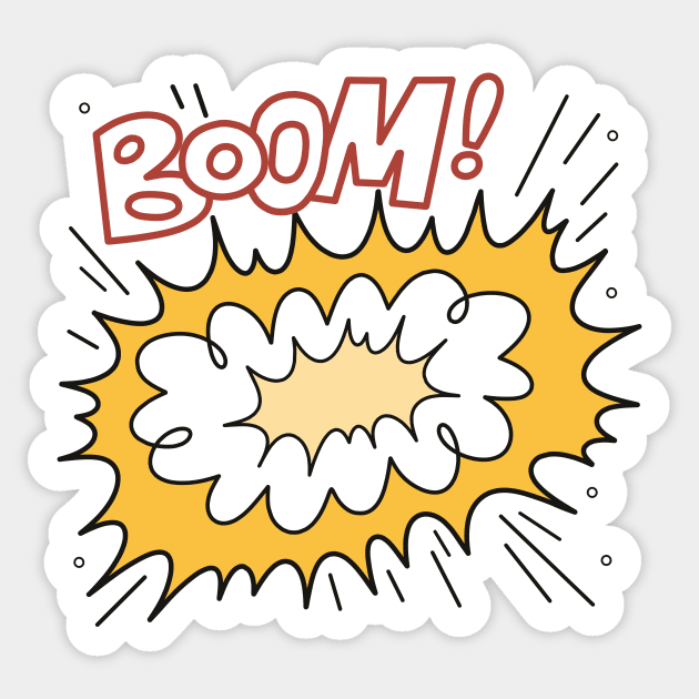 Boom! onomatopoeia, comic sound effect. Sticker by Andy McNally